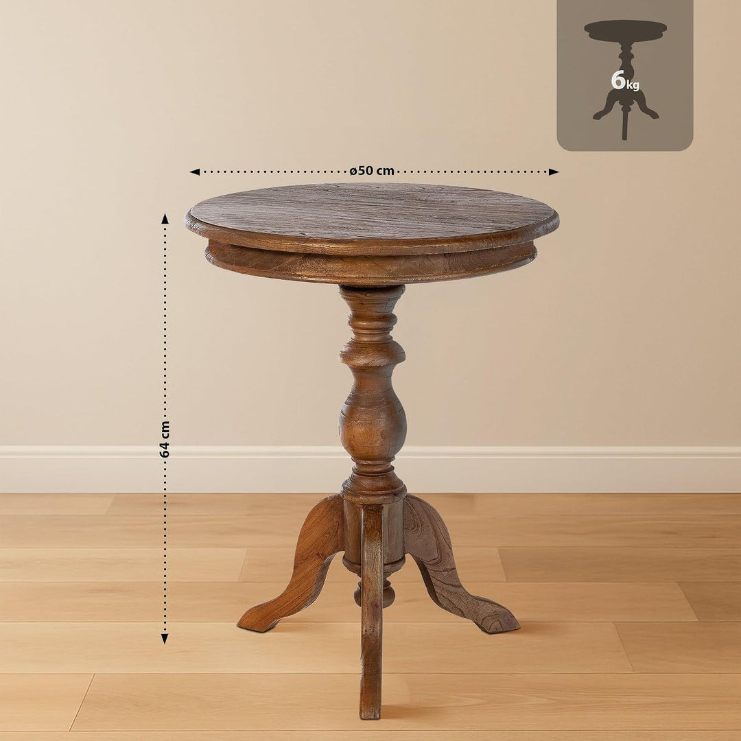 CLP Beistelltisch Wiva rund Holz, Holztisch 50cm Durchmesser für Wohnzimmer und Esszimmer, aus hochw