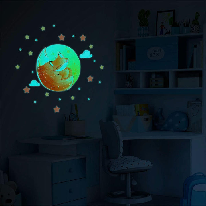 Ambiance Sticker Leuchtend Phosphoreszierend - Verträumter Fuchs - Fluoreszierender Deckenaufkleber