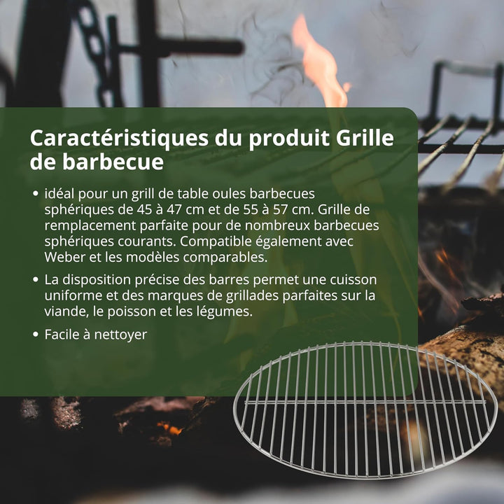 HeRo24 GRILLROST VERCHROMT 54,5 cm 6 mm Aussenring 4 mm Stäbe