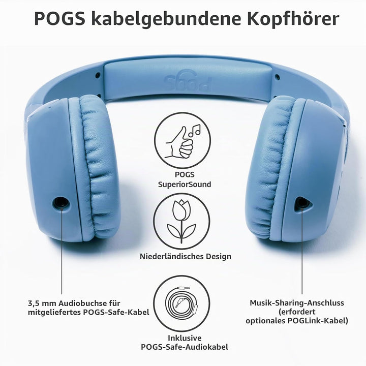 POGS-Kinderkopfhörer mit Kabel | The Elephant 2 | Faltbarer robuster Kinderkopfhörer ab 3 Jahren | L