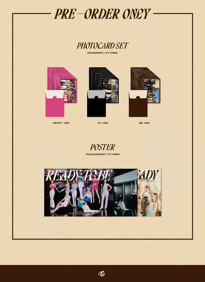 TWICE - READY TO BE (12th Mini Album) CD+Pre-Order Benefit+Folded Poster (READY+TO+BE ver. SET), Rea