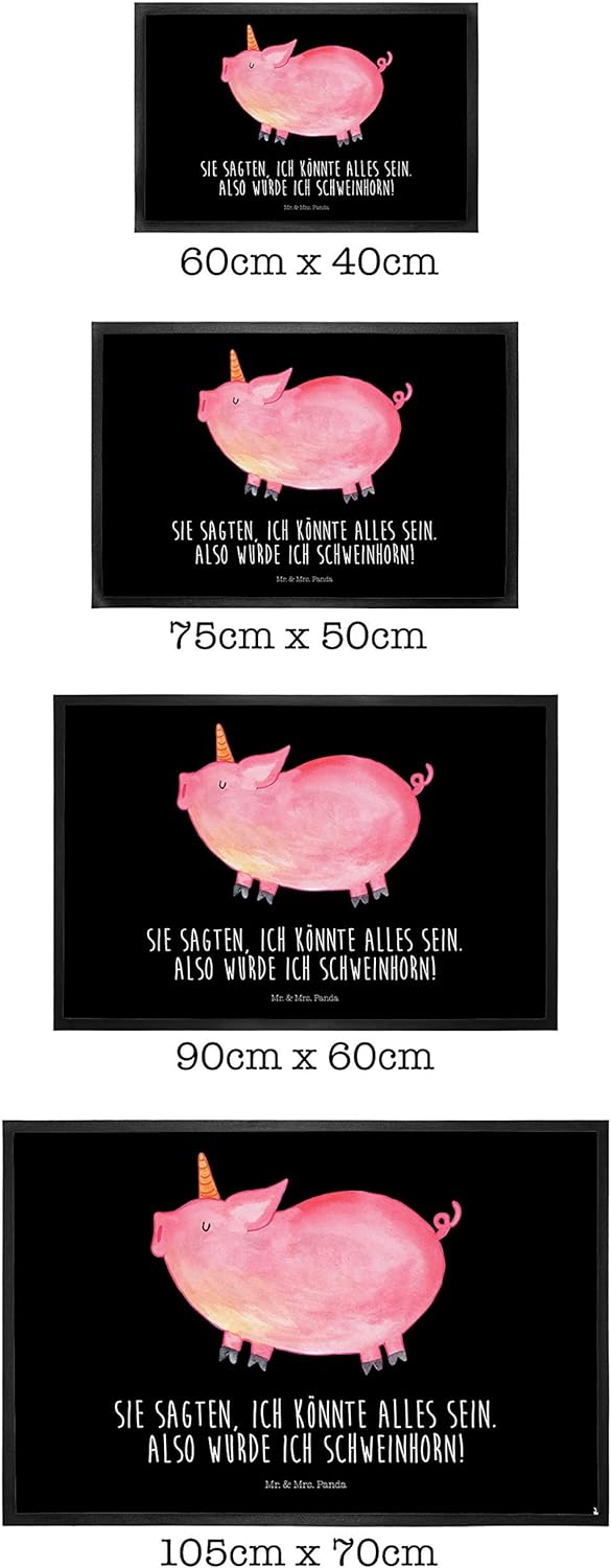Mr. & Mrs. Panda 50 x 75 cm Fussmatte Einhorn Schweinhorn - Geschenk, Unicorn, Türmatte, Spruch, Ein