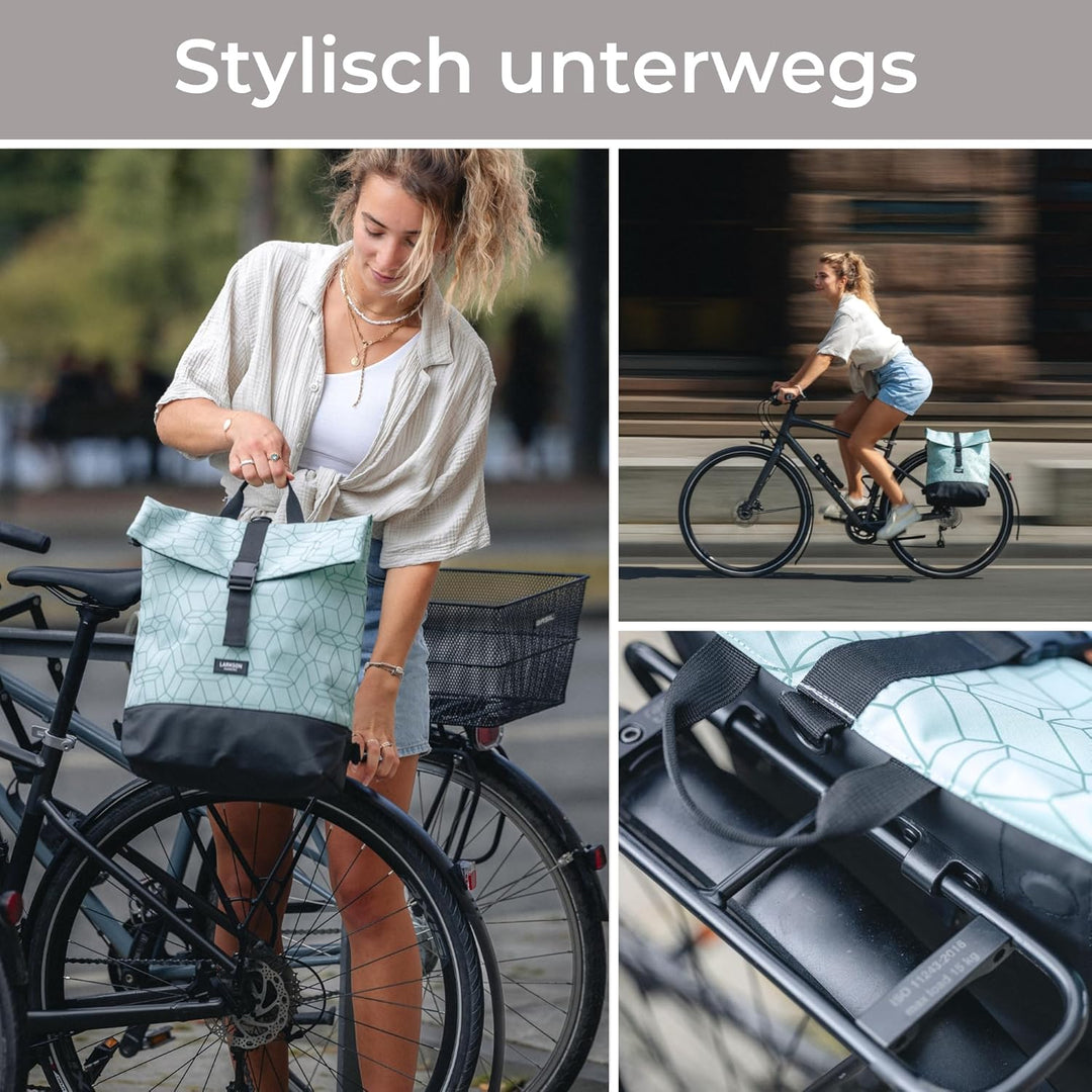 LARKSON Fahrradtaschen für Gepäckträger Damen & Herren Blau Rot - Tammo Bike - 2 in 1 Fahrrad Tasche