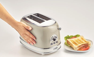 Ariete, 0155CR, Design-Toaster für zwei Scheiben, sechs Toaststufen, 810 W, Gehäuse aus Edelstahl, h