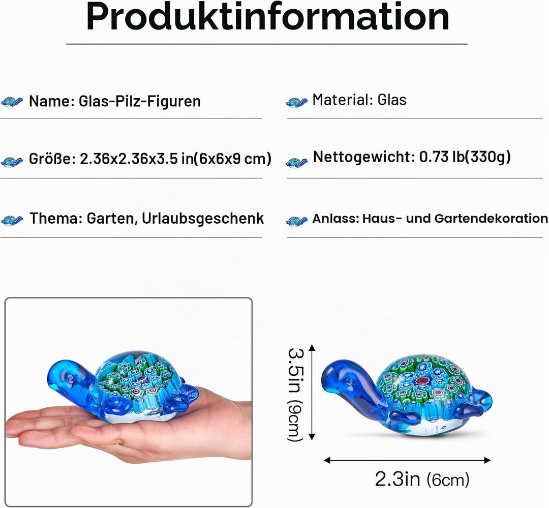 Handgeblasene Glas-Schildkröten-Figuren, Briefbeschwerer als Geburtstagsgeschenk, Glasschildkröten-S
