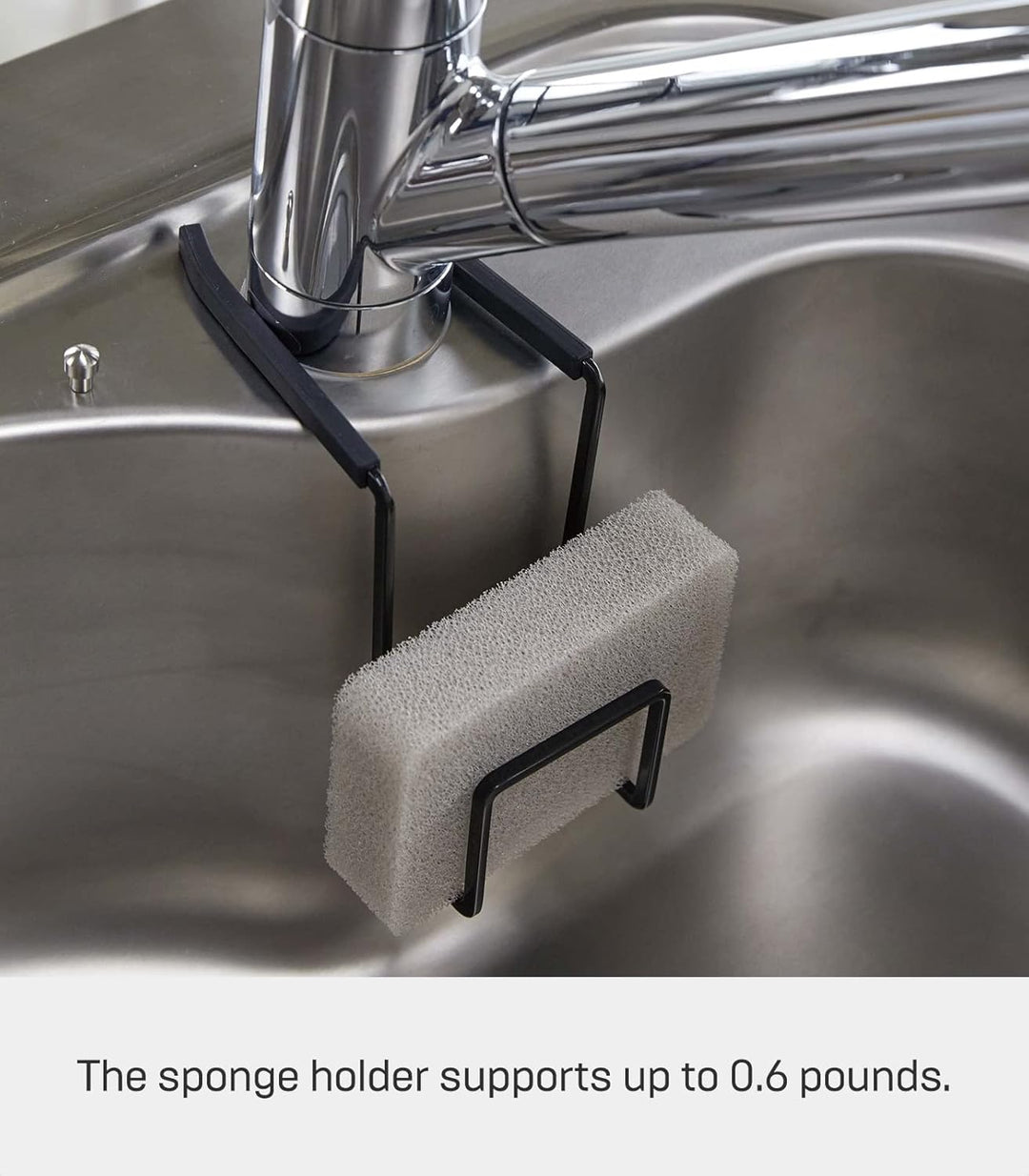 YAMAZAKI Home Wasserhahn Aufhängen – Küchen-Organizer für Spüle | Stahl | Schwammhalter, Legierter,