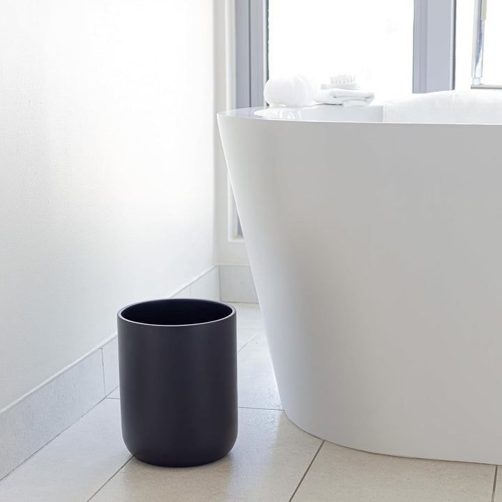 YEW DESIGN Kompakter Runder Mülleimer Mini in Schwarz Matt, 13 L / 3,5 Gallonen – Papierkorb für Bad