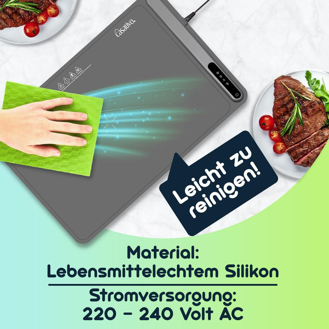 2er-Set Professionelle Silikon-Warmhalteplatte (250W): Elektrische Heizmatte (61x40cm) rollbar, 55-1