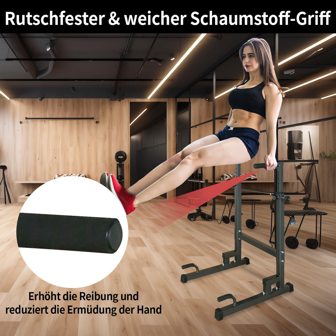 Dip Station Multifunktions-Dip Ständer, Freistehend Fitnessgerät für Calisthenics und Krafttraining,
