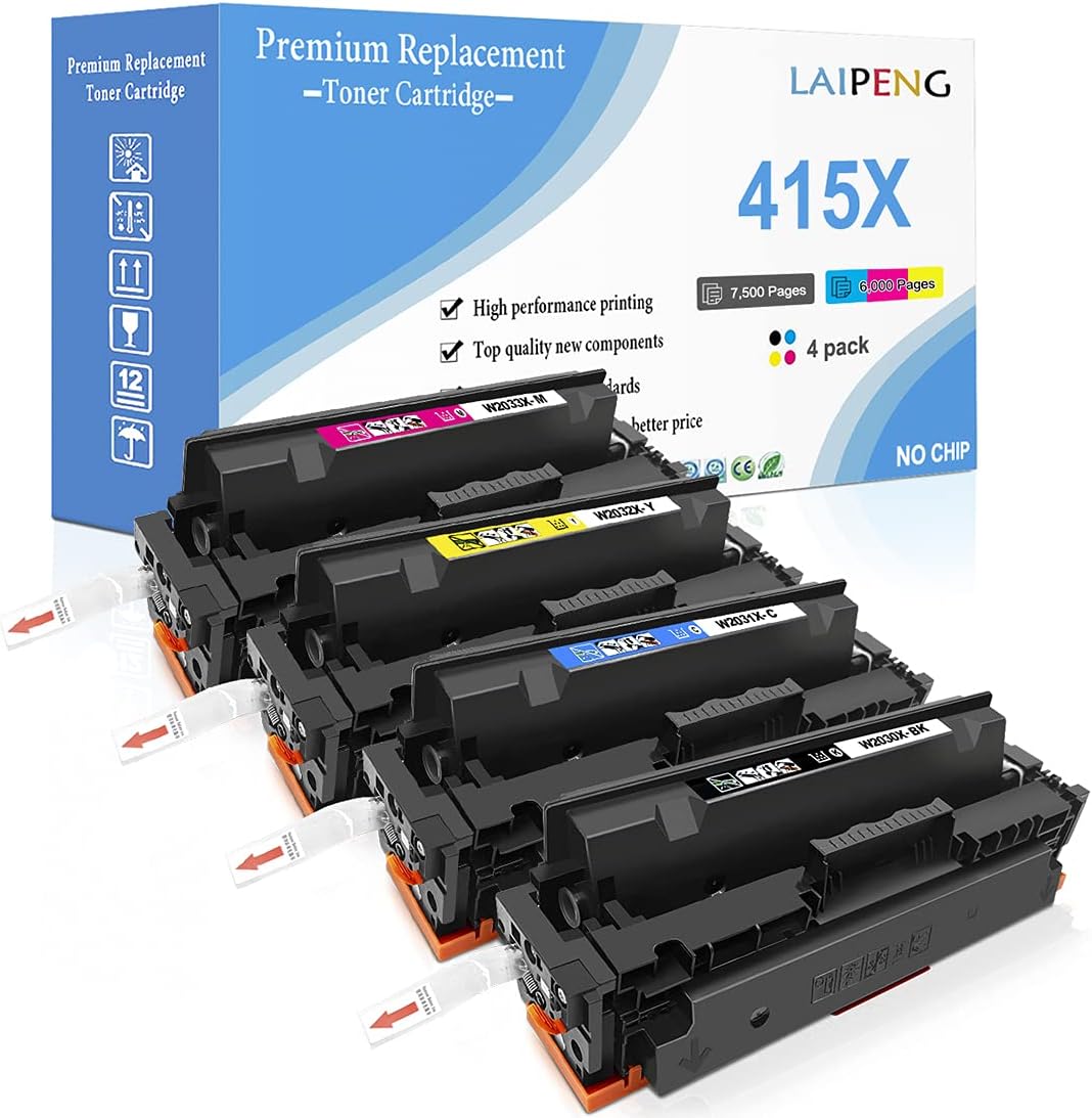 4 Farben Kompatible Tonerkartusche 415X W2030X (415A W2030A) Hohe Kapazität 7500 Seiten Schwarz & 60