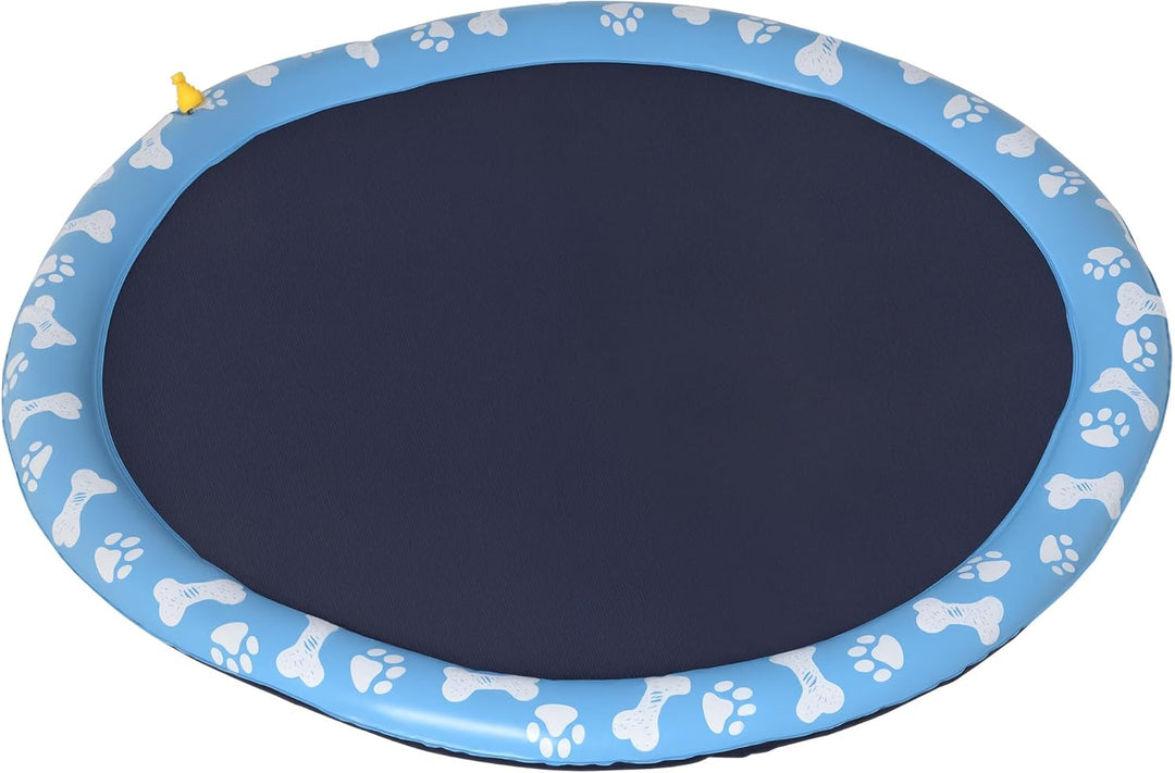 PawHut 150 cm Splash Sprinkler Pad für Hunde Spritz Wasserspiel Matte Wassersprinkler Anti-Rutsch Ou