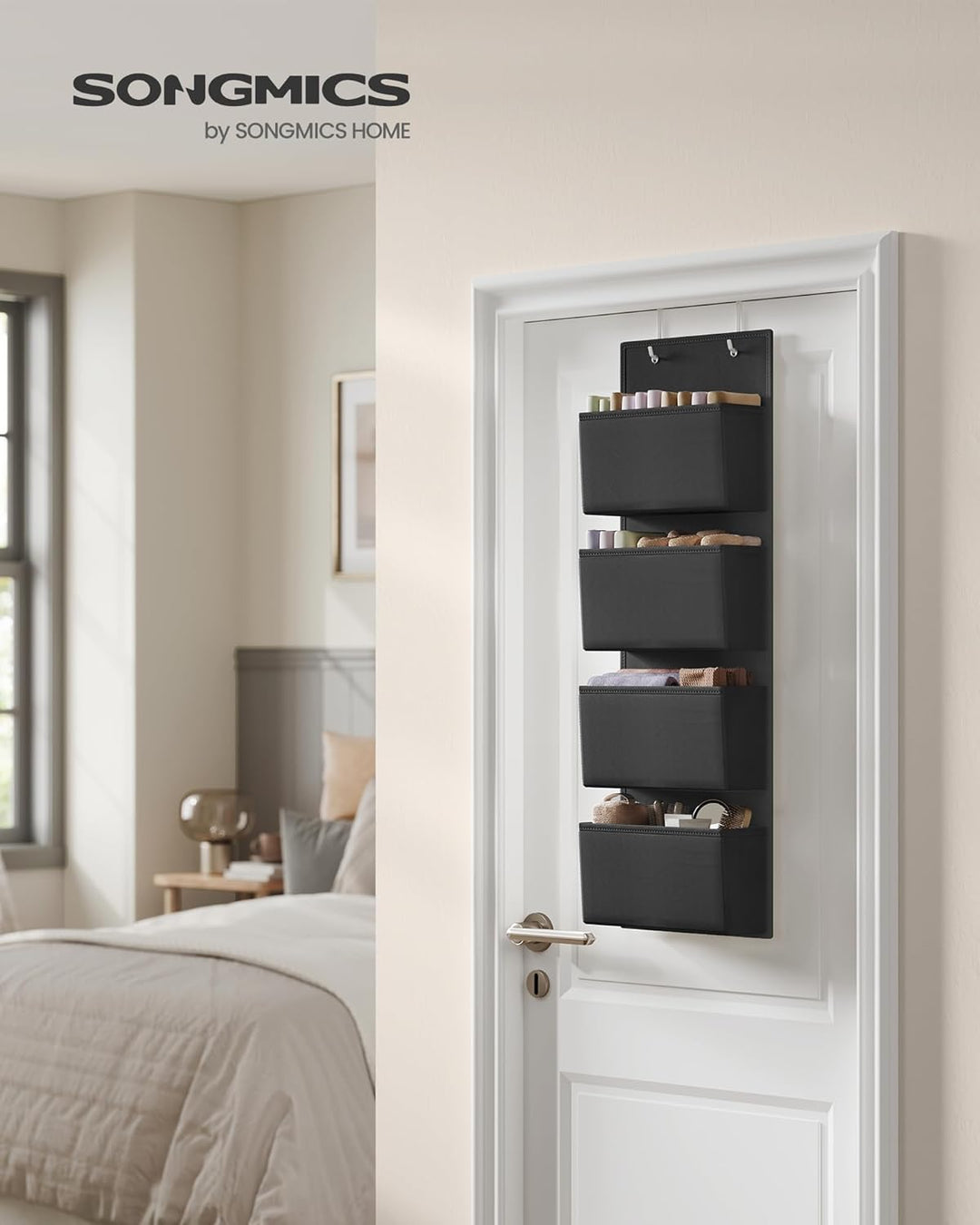 SONGMICS Hängeorganizer mit 4 Taschen, 2er Set Kleiderschrank-Organizer, Hängeaufbewahrung, Tür-Orga