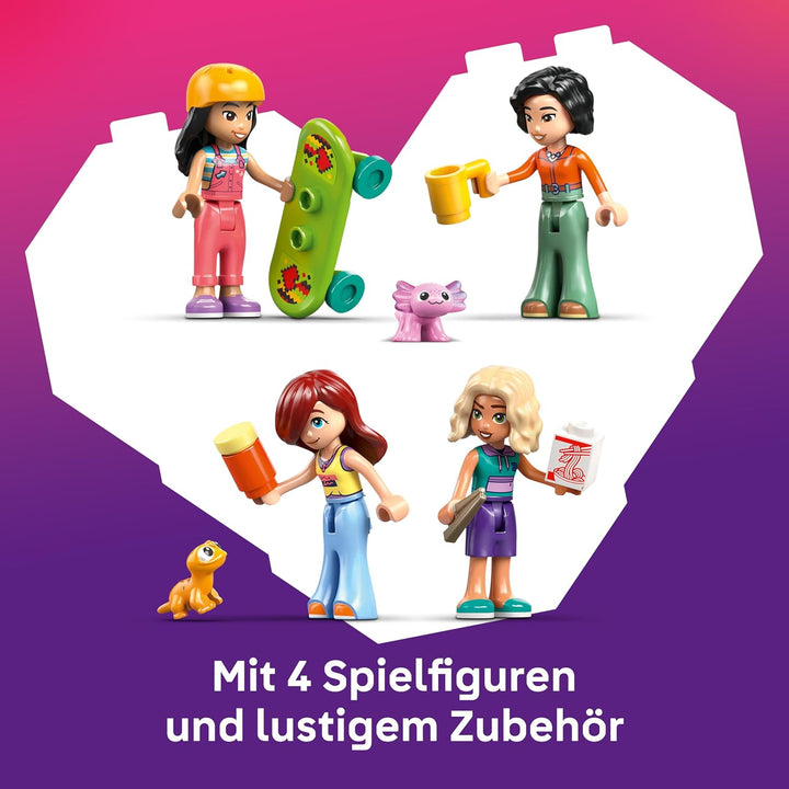 LEGO Friends Lianns Familienhaus - Miniatur Spielset mit Garten, 4 Mini Puppen, Axolotl- &amp; Gecko Tie