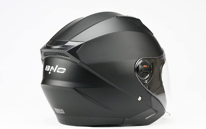 BNO Jet9 Jethelm Helm Motorradhelm mit Langvisier+ Sonnenvisier Matt Schwarz Grösse (S-XL), S