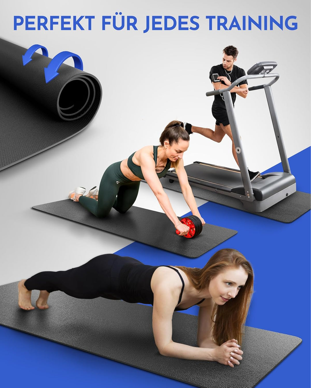 NEOLYMP Bodenschutzmatte Fitnessgerät - Laufband Matte 8mm Dicke - langlebig, rutschfest & stossdämp