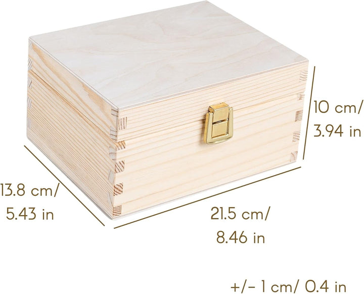 Creative Deco Kleine Holzkiste mit Deckel und Schloss | 21,5 x 13,8 x 10 cm | Klein Holzbox Holzscha
