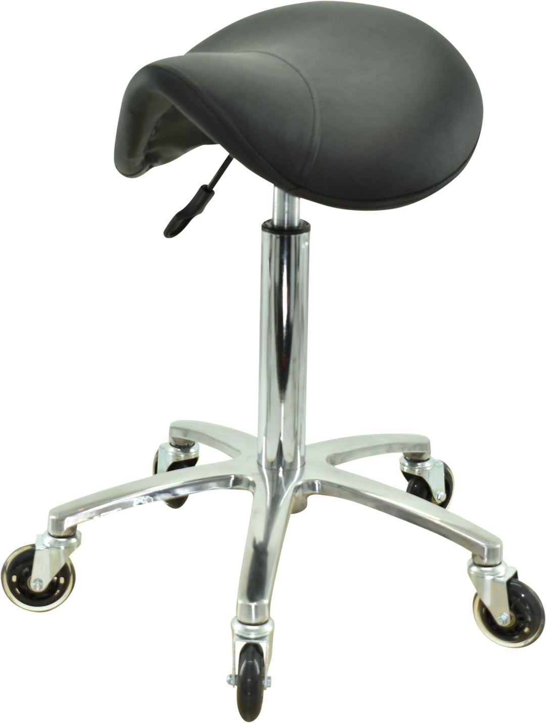 Sattelsitz Rollhocker höhenverstellbar von 55-75 cm auf Premiumrollen, Drehhocker, Rollhocker, Praxi