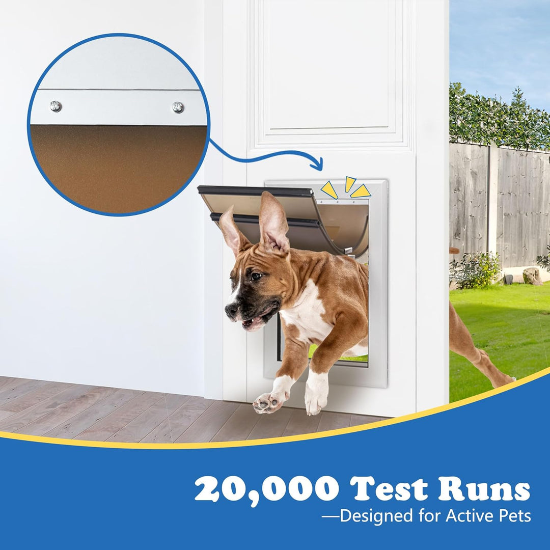 Hundeklappe mittelgrosse Hunde – Aluminium, Mit Schloss für Sicherheit, Einfaches EIN- & Ausgehen, E