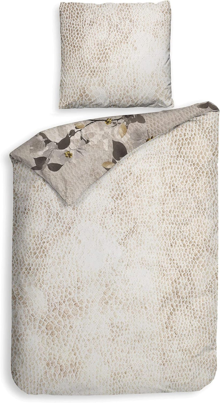 Heckett Lane Mako Satin Bettwäsche DAX Natur Sand Wendeoptik 135x200 + 80x80 cm 135x200 cm + 80x80 c
