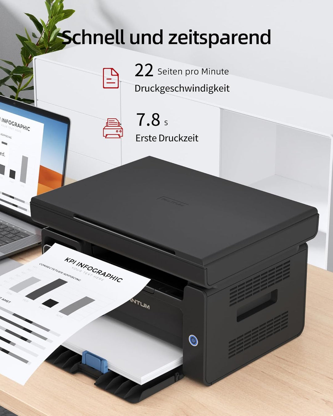PANTUM M6500NW Laserdrucker Multifunktionsgerät mit Scanner und Kopierer,Drucker WLAN, Schwarz Weiss
