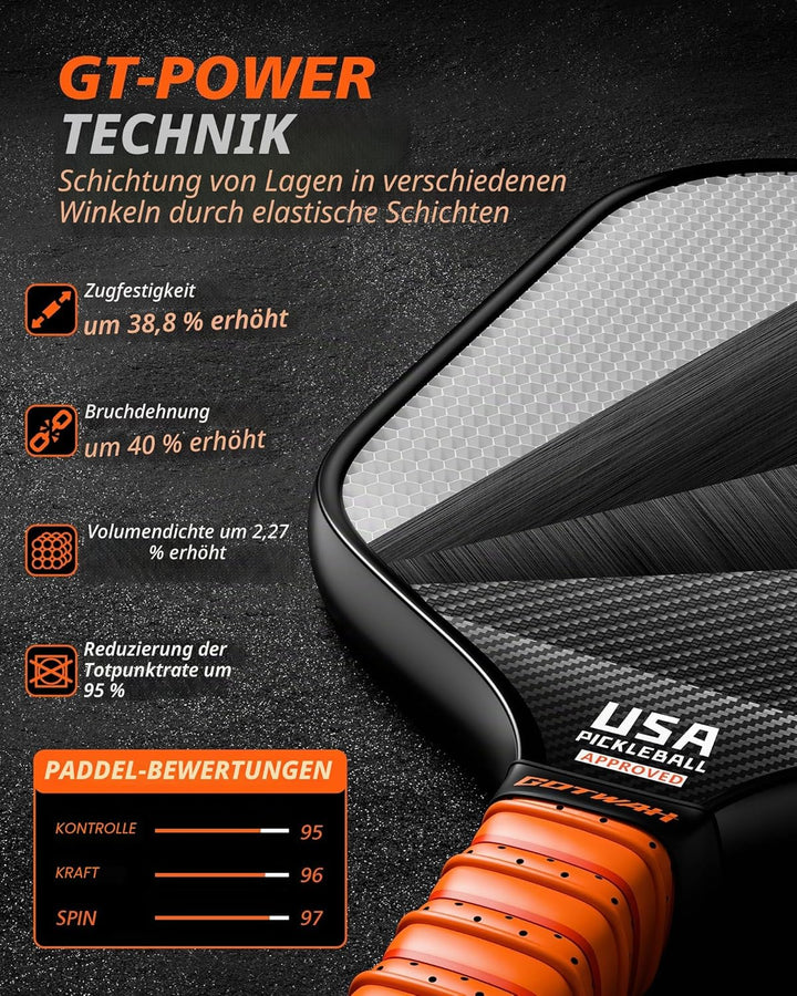 P1 Pickleball Schläger, 3K+T700 Pickleball racket Paddel Set, USAPA-zugelassener Pickleballschläger