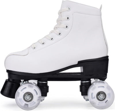 Damen Klassische Retro Rollschuhe,Rollschuhe mit Vier Rollen in Doppelreihe,Classic Roller, Rollschu