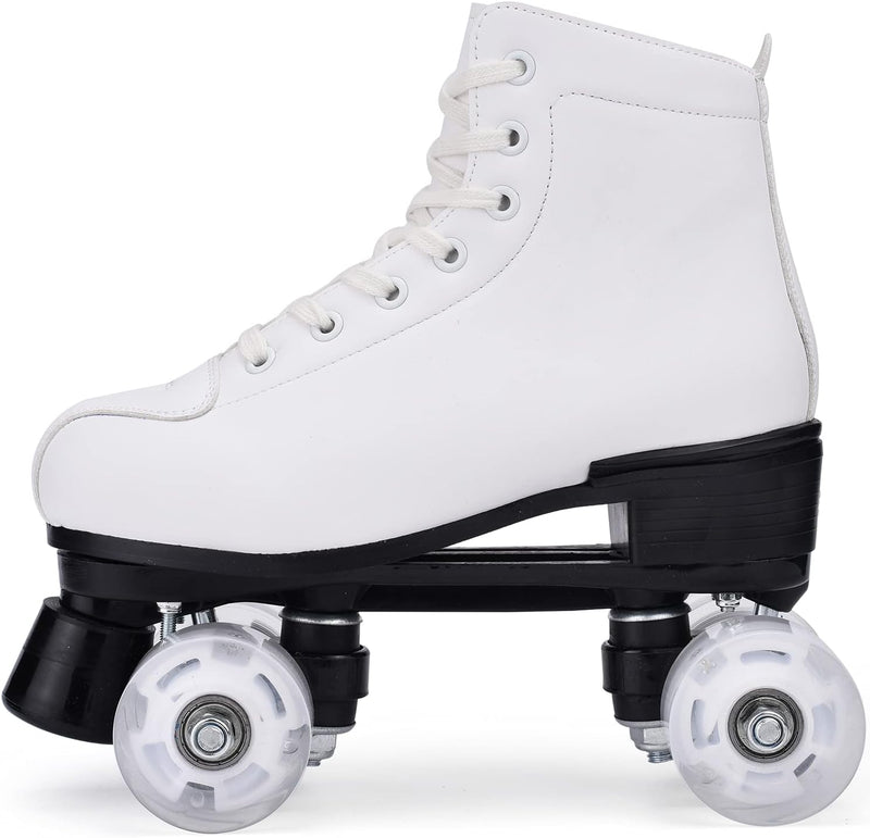 Damen Klassische Retro Rollschuhe,Rollschuhe mit Vier Rollen in Doppelreihe,Classic Roller, Rollschu