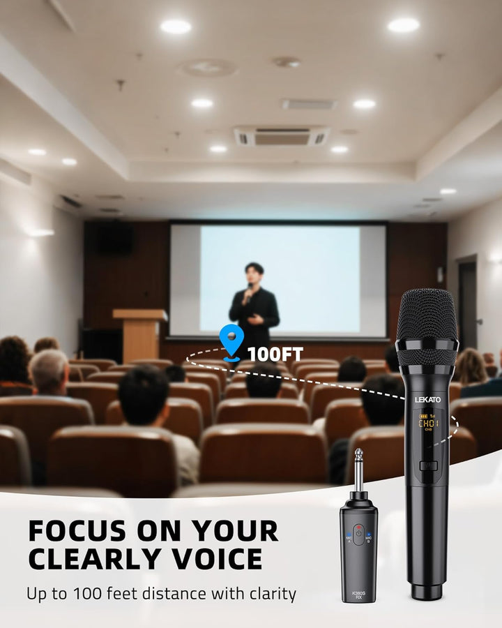 LEKATO Kabellose Sing-Mikrofone, Metall, 2,4 GHz Mikrofon, wiederaufladbar, Dual-Handmikrofon, bis z