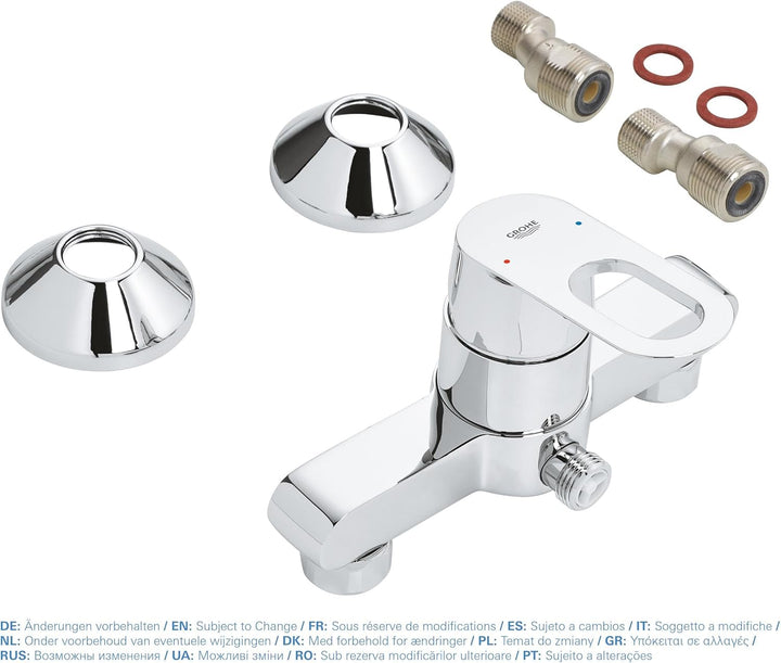 GROHE BauLoop - Einhand-Brausebatterie (langlebige Oberfläche, Wandmontage, S-Anschlüsse), chrom, 23