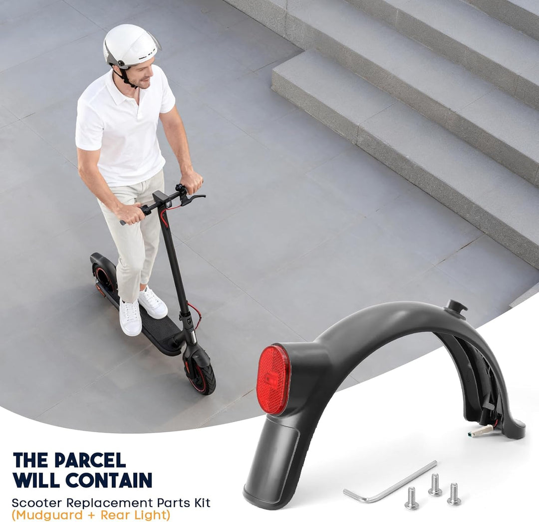 Hinterer Kotflügel + LED-Rücklicht-Kit für Xiaomi Scooter 4 Pro & 2nd Gen, Integriertes Set Ohne Zus