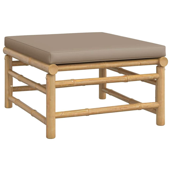 vidaXL Gartenhocker mit Taupe Kissen Bambus Fusshocker Taupe, Fusshocker Taupe