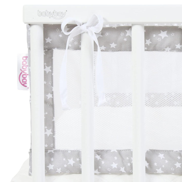 babybay Nestchen Mesh-Piqué passend für Modell Maxi, Boxspring und Comfort, perlgrau Sterne weiss pa