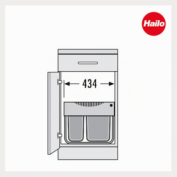 Hailo Abfallsammler 3644941 | 2fach Raumspar Tandem | 18 + 12L Inneneimer for Cabinets from 500 mm w
