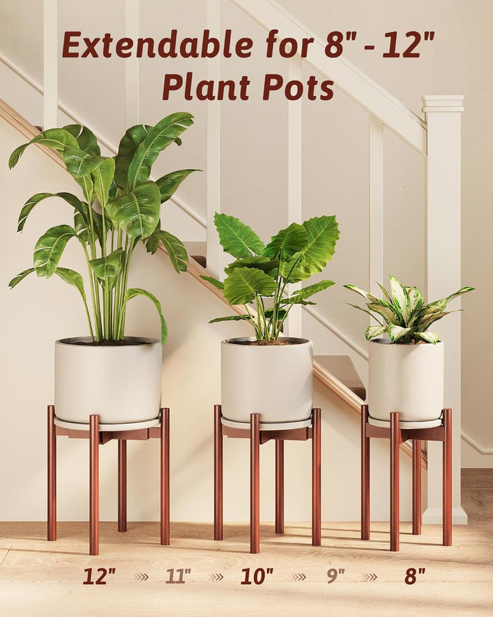 Bamworld Pflanzenständer Indoor Einstellbar, Bambus Blumentopf Ständer 20-30 cm, Pflanzenhocker Holz