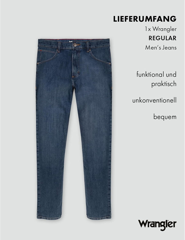 Wrangler Herren Jeans Regular - Mid Waist - Regular Fit - Blau Schwarz W30-W44 30W / 30L Dark Stone,
