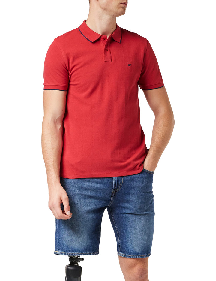 Wrangler Herren Polo Shirt Navy Shirt (1er Pack) M Rot (Red X47), M Rot (Red X47)