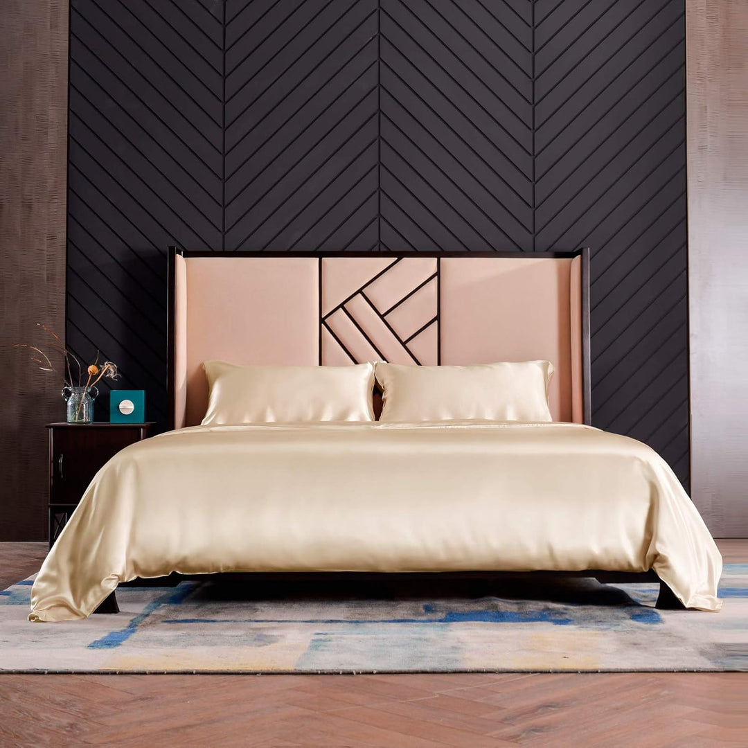 THXSILK Seidenbettwäsche Set 3 teilig, Bettbezug 200 x 200 cm und 2 Kissenbezüge 40 x 80 cm, Hypoall