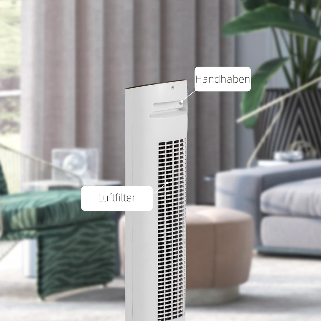 HOMCOM Turmventilator mit Fernbedienung 85° oszillierender 78 cm Standventilator mit 3 Geschwindigke