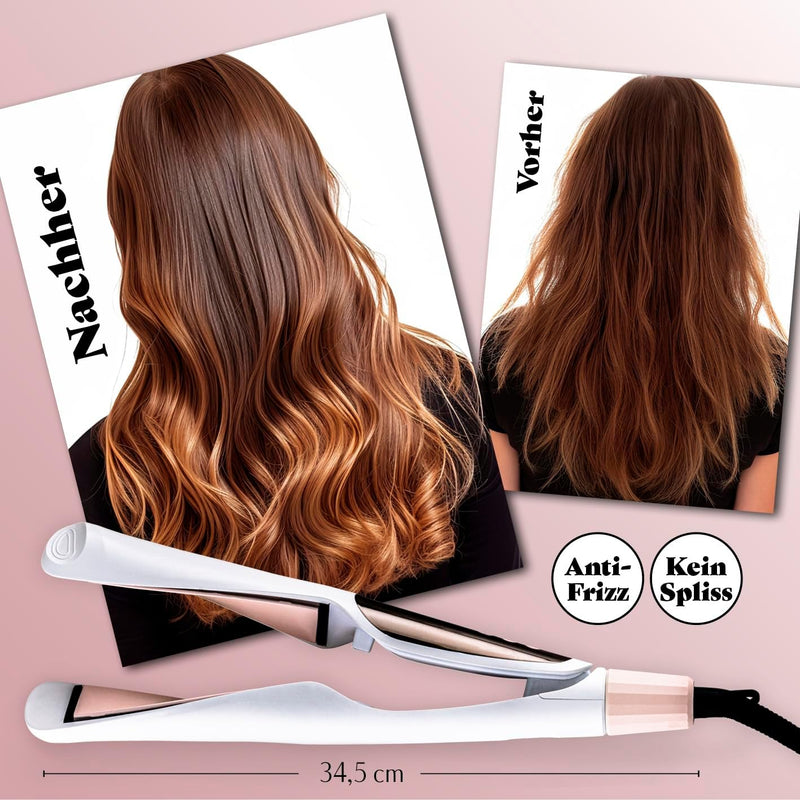 VITALmaxx Profi Hair Styler | 3in1 Lockenstab, Glätteisen & Welleneisen mit LED Display | Temperatur