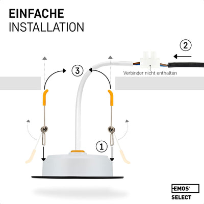 Emos Exclusive Einbaustrahler LED Spots 230V, 5W, 500lm, 3000K warmweiss | Set mit 3 Downlight LED S