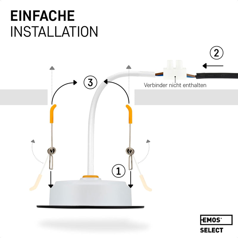 EMOS Downlight LED Einbauleuchten 4000K neutralweiss | Set 12 LED Spots IP54 Feuchtraum, Badezimmer