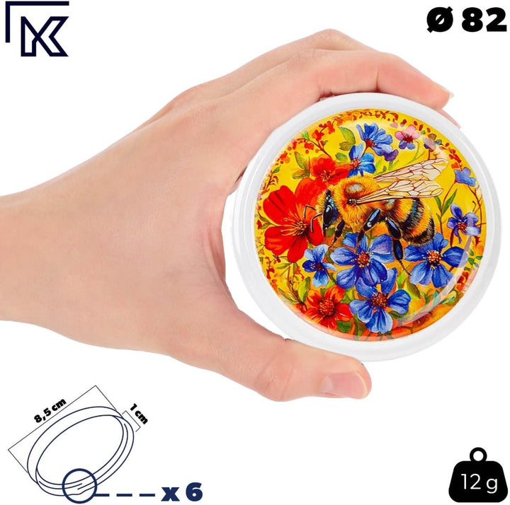 KADAX 8er Set Einmachgläser 900ml TO82 Colourful Bee, Pack of 8, Grosse Sturzgläser mit Schraubdecke
