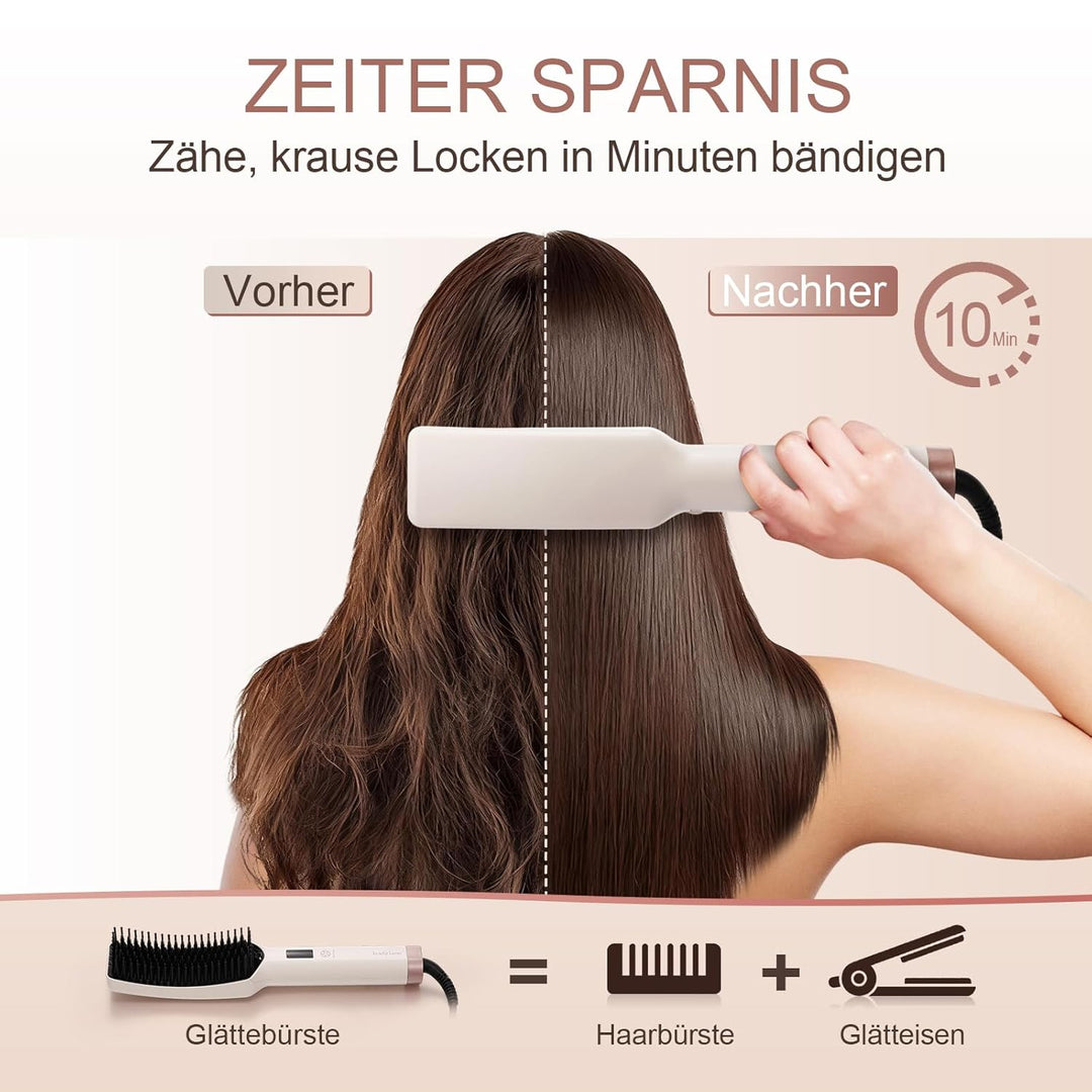 Glättbürste – Ionische Glättungsbürste Für Dickes, Lockiges Haar – Haarglätter Bürste Mit Keramik-Bo