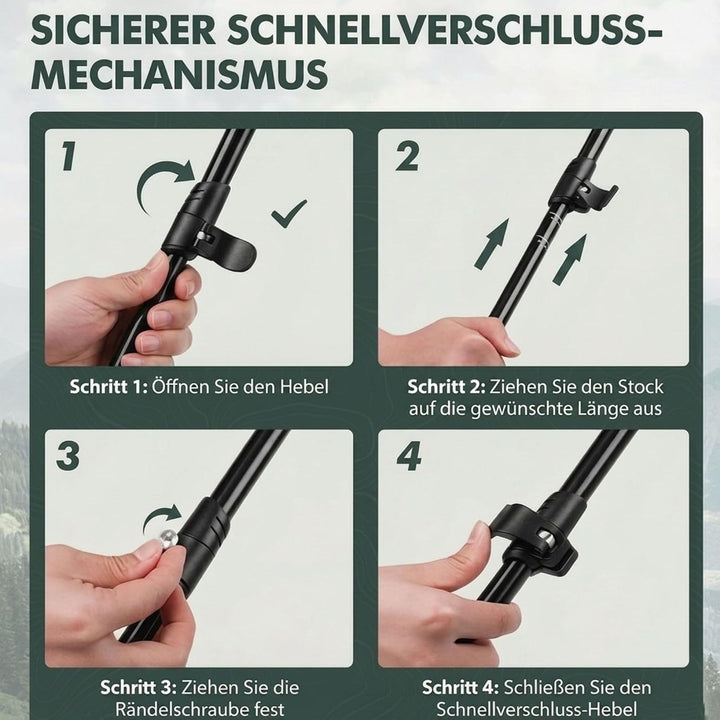 NORKEN - Wanderstöcke, Teleskopstöcke, Aluminium 7075, leicht und robust, Flip Lock Verriegelung, er