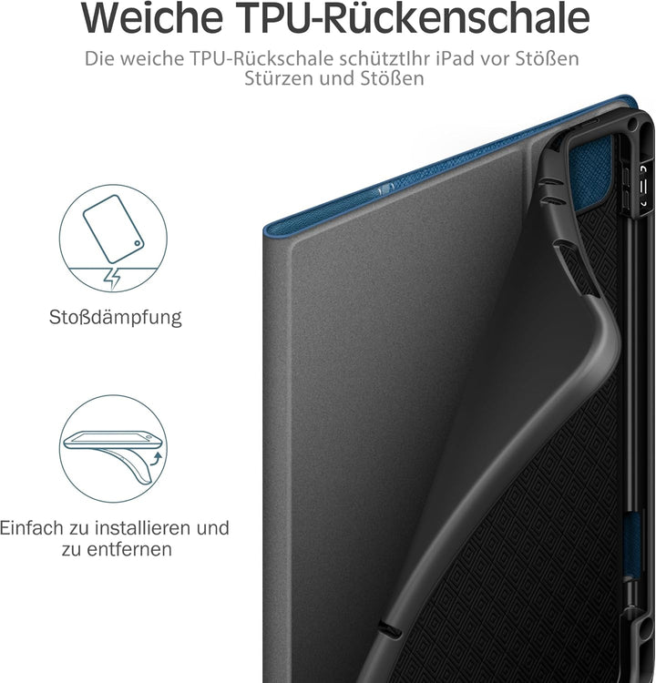 KingBlanc Hülle für iPad Pro 11 Zoll 4./3./2./1.Generation (2022/2021/2020/2018) mit Stifthalter, Ve
