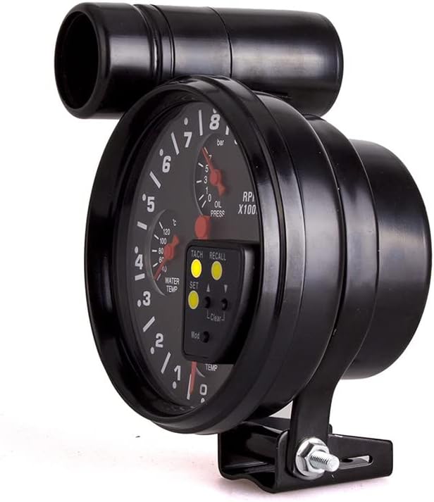 TOTMOX Universal 5" Kohlefaser 4 in 1 Drehzahlmesser mit 11000 U/min mit Temperatur-/Öl-/Wasseranzei