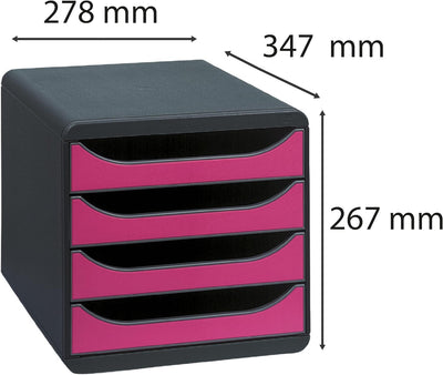 Exacompta 310784D Premium Ablagebox mit 4 Schubladen für DIN A4+ Dokumente. Belastbare Schubladenbox