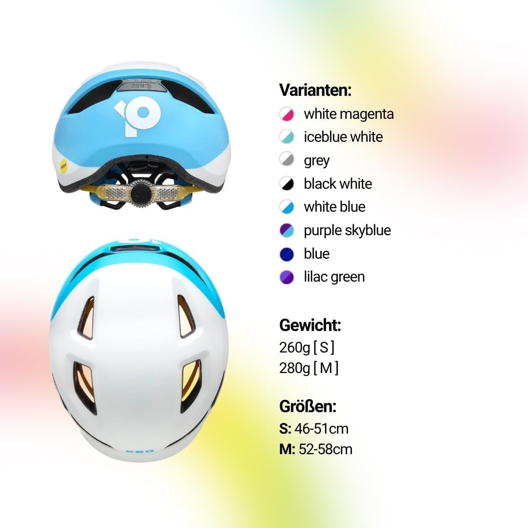 KED Pop MIPS Kinder Fahrrad Helm weiss/blau 2023 M (52-56cm), M (52-56cm)
