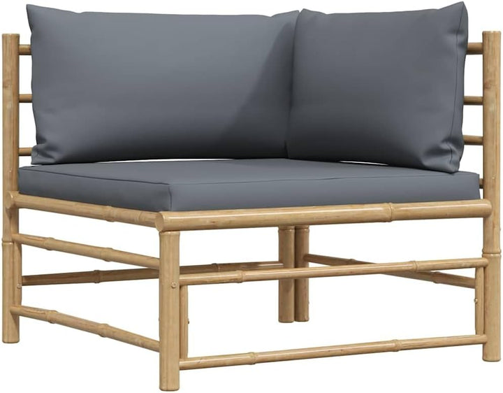vidaXL Gartenmöbel 2-TLG. mit Dunkelgrauen Kissen Lounge Sofa Tisch Beistelltisch Sitzgruppe Ecksofa