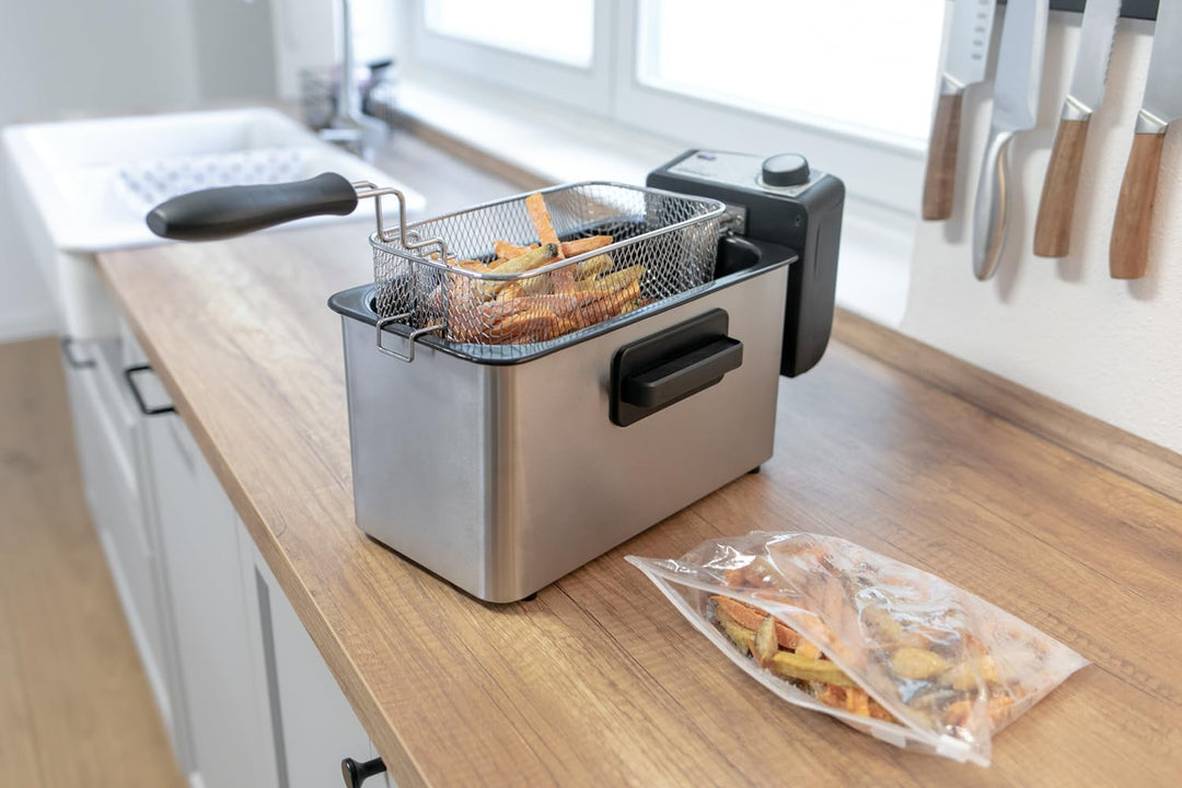 Steba DF 180 Edelstahl Fritteuse, Profi-Heizsystem, 3 L Metallic